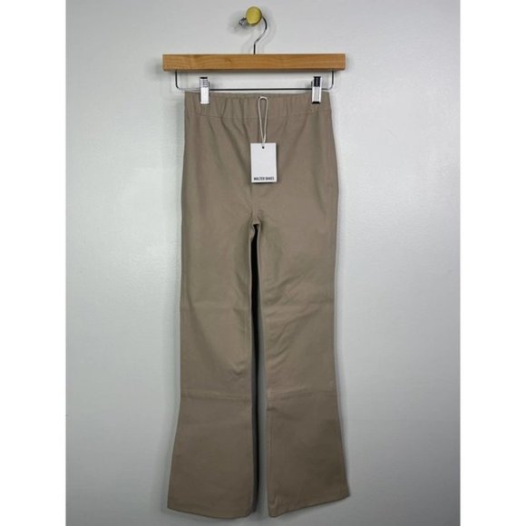 Walter Baker Lori Leather Flare Leg Elastic Waist Pant Women's Dove Size: XS NWT - Picture 2 of 10